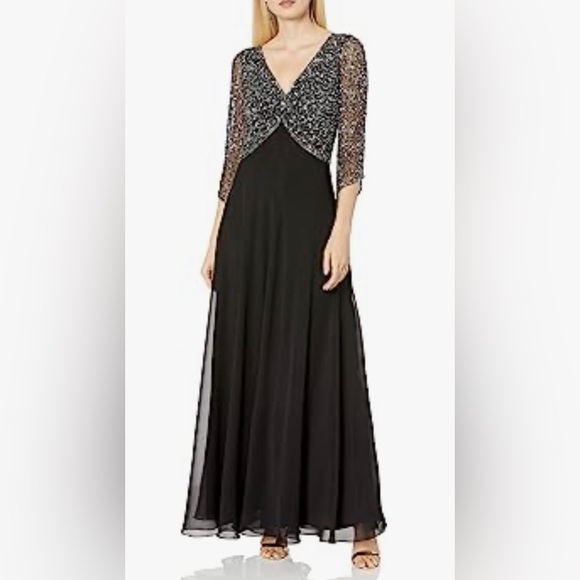 Dresses | Formal Black Dress Flowy Wedding Mother Of The Bride Groom ...